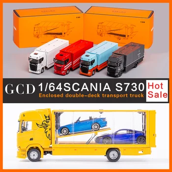Presales GCD 1:64 Scania S730 dvojúrovňový Čajka Krídlo Ťahanie Kamión Diecast Model Auta
