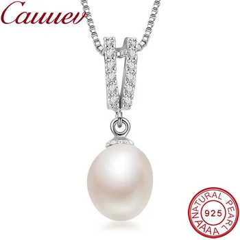 925sterling strieborný náhrdelník s príveskom pre ženy originálne 100% reálne AAAA vysoko kvalitné Prírodné sladkovodné perly prívesok jewelry8-9mm