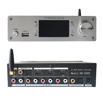 TZT RH-699X 4K Audio Dekodér Bluetooth 5.0 Vlákniny Koaxiálny 5.1 Kanál pre kompatibilný s HDMI Audio Splitter DTS Dekodér Dolby