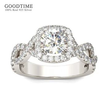 Luxusný Svadobný Prsteň Pre Ženy Čistý 100% 925 Sterling Silver Štvorcový Zirkón Drahokamu Prstene, Šperky, Doplnky Pre Strán