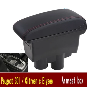Úložný Box Opierkou Pre Peugeot 301 C-Elysee Centrum Stredovej Konzoly Ramena Zvyšok Otočná