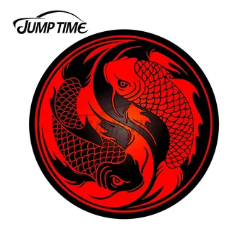 JumpTime 13 x 13 cm Červená a Čierna Yin Yang Koi Fish Vinylové polepy Áut chranenim Odtlačkový Surf Osobnosti Grafika