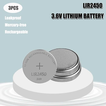 3KS Li-ion Nabíjateľnú Batériu LIR2450 3.6 V, 2 KS Lítiové gombíkové gombíkovej Batérie Hodinky LIR 2450 Nahrádza CR2450 0