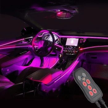 64 Farby Optických Vlákien Neon Atmosféru Svetla Strip Viacero Režimov Zvuku Ovládanie USB Auto vnútorné Osvetlenie, Dekoratívne Okolia Lampa