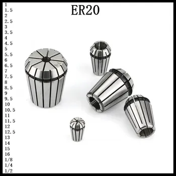 ER20 1mm---16 mm,1/8 mm,1/4,1/2 mm ER Presnosť Jar Collet Chuck Pre CNC Frézovanie Držiaka Nástroja Rytie Stroj Vreteno 0
