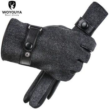Móda nové príslušenstvo rukavice mužov zime teplé plus velvet krátke tenké dotykový displej jazdy kožené rukavice mužov nový high-end-2010