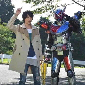 Anime Kamen Rider Stavať Kiryu Sento Cosplay Zákazku S Kapucňou, Vietor Kabát Maskované Rider-Kamen Rider Cos