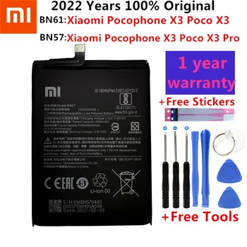 2022 100% Pôvodný Xiao mi BN57 BN61 6000mAh Batéria Telefónu Pre Xiao Pocophone X3 Poco X3 Pro Náhradné Batérie + Nástroj