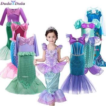 Malá Morská Víla Ariel Princezná Šaty Dievčatá, Cosplay Kostýmy Pre Deti Baby Girl Morská Víla Zdobiť Sady Deti Halloween Oblečenie 0