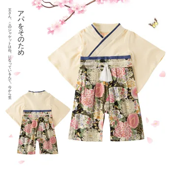 Japonsko Kimono S Dlhým Rukávom Bavlna Novorodenca Dievča Romper Dieťa Kostým Oblečenie Dievčatá Oblečenie 0