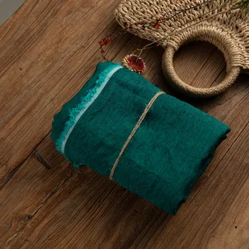 Prírodné čisté ľan tkaniny, farbená Priadza tissu Dizajnér vlastnú značku oblečenia Župan patchwork