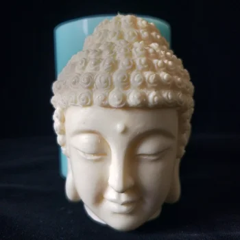3D Buddha Hlavu Sviečka Plesne Silikónové Formy pre KUTILOV, Sviečky Ručne Živice Plesne 0
