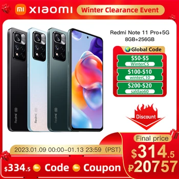 Globálna Verzia Xiao Redmi Poznámka 11 Pro+ 5G Plus Smartphone 120W HyperCharge Dimensity 920 120Hz AMOLED 108MP