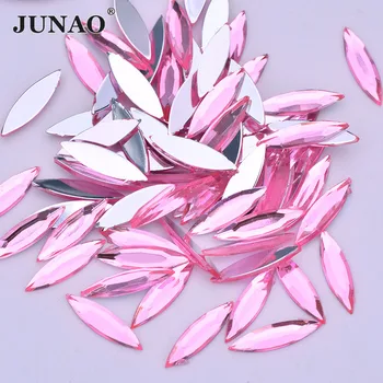 JUNAO 500pcs 4x15mm Ružovú Farbu Koňa Oko Akryl Drahokamu Flatback Crystal Kamene Nášivka Non Rýchla oprava Kamienkami Drahokamy pre Odevy