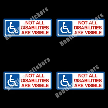 4X Nálepky Nie Sú Viditeľné pre Všetkých zdravotným Postihnutím-mobilita, Modré Odznaky, kvalitné Autá a Praktické Pripomienky PVC