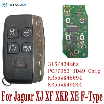 5Buttons Smart Remote Auto príveskom, Na Jaguar XF XJ XK XE XJL roky 2013-2017 315mhz/433mhz Keyless ID49 Čip FCC:KOBJTF10A