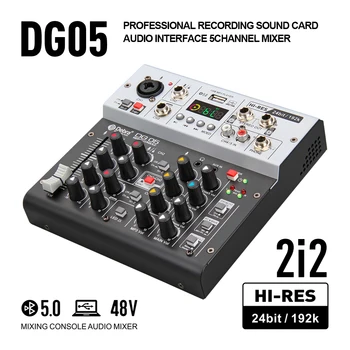 DG05 Audio Rozhranie Zvukovej Karty s Monitorovania,Štúdiovej Kvality 24bit 192k,5.0 BT Pre PC,Elektrická Gitara Live Nahrávanie , Spev