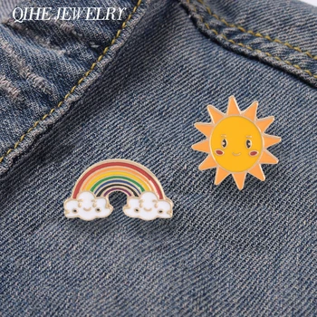 Rainbow Cloud Slnko Roztomilý Usmievavá Tvár Smalt Pripnúť Odznak Klope Brošňa Oblečenie Batoh Klobúk Šperky, Darček pre Ženy, Deti, Veľkoobchod