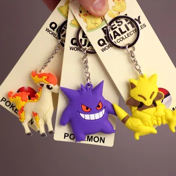 Anime Pokémon pikaqiu Marowak Abra Gengar Ponyta Zliatiny Silikónové Keychain Príslušenstvo Prívesok Taška Krúžok Model Hračky Bábiky