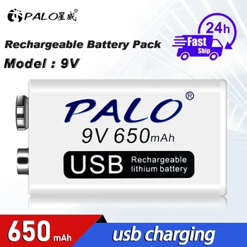 PALO 9V 650mAh micro USB Nabíjačky 9 Volt li-ion Nabíjateľná Batéria 6F22 Lítiová Batéria pre RC Model Vrtuľník Mikrofón Hračka 0