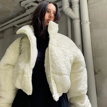 2021 Zimné Teddy Bunda Fleece Sweatershirt Sherpa Rúna Nadrozmerné Načechraný Kabát Na Jeseň V Zime Teplé Bundy Žena Nový Kabát