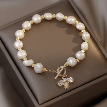 Nové módne šperky dizajn sladkovodné perly náramok žena nádherné barokové náramok študent priateľka náramky pre ženy
