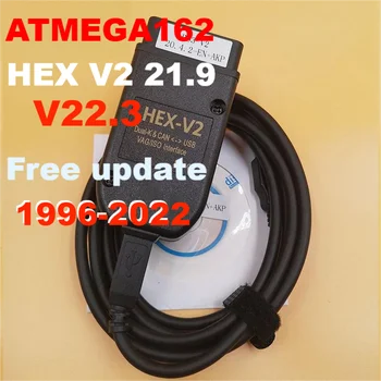 [2022 HOTSALE] VAG COM 22.3 Obd2 Skener HEX V2 VAG COM 21.9 PRE VW AUDI Skoda Seat ATMEGA162 Multi-jazyk VAGCOM HEX V2