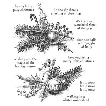 6x8inch Príjemné Vianočné Pečiatky Nastaviť Vintage Vianočné Evergreen Holly Boughs Santa Transparentné, Jasné Stmaps pre DIY Scrapbooking 0