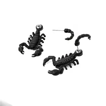 1 KS Punk black Scorpion stud náušnice pre mužov brinco masculino módne šperky Halloween dekorácie, doplnky, veľkoobchod