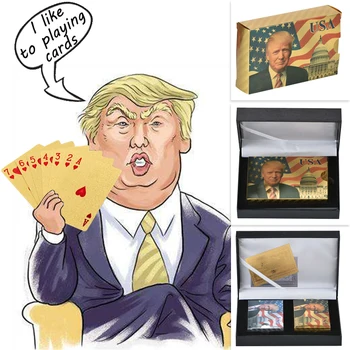 Donald Trump Plastových Kariet Poker Gold a Silver Poker Nastaviť Nepremokavé Pánske Narodeninové Darčeky Dropshipping 0