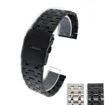 Náramok Nový Dizajn Oceľ Remienok Semi-pevné Nerezové Oceľové Hodinky Remienok Dvojité Safty Pracka 20 mm 22 mm Univerzálny hodinkám