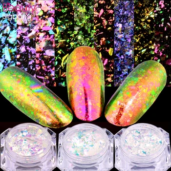Beautybigbang 0,15 g Nail Art Vločky Chameleon Lesk Chrome Nechtov Prášok Holografické Pigment Nechtov Doplnky, Dekorácie Flitrami