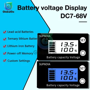 7V-68V LCD Kapacita Batérie Indikátor 3S 4S, 5S 10S 7S 13S Voltmeter Merač Teploty 12V 36V 48V Indikátor Úrovne nabitia Batérie