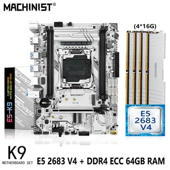 STROJNÍK X99 K9 Dosky Auta S Xeon E5 2683 V4 CPU Procesor 64GB(4*16 G) DDR4 ECC RAM Pamäť LGA 2011-3 Nastaviť Sata M. 2 ATX