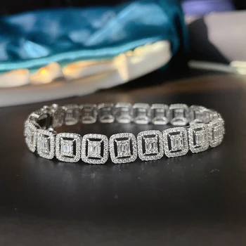 Aazuo Reálne 18K Biele Zlato Skutočný Diamant 5.0 ct Módne Lichobežník Náramok Pre Ženy Luxusnej Módnej Svadobné Zapojenie Strany