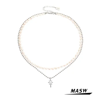 MASW Originálny Dizajn Prírodných Perál Náhrdelník 2021 Nový Trend Dve Vrstvy Malé Korálky Reťazca Choker Náhrdelník Ženy Šperky, Darčeky