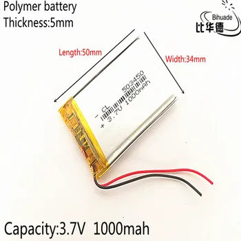 3,7 V 1000mAh 503450 Lítium-Polymérová LiPo Nabíjateľná Batéria li ion články