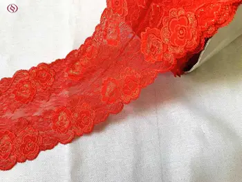 2y/veľa 17 cm červená elastická čipka výbava lesklý zlatý kvet bielizeň príslušenstvo svadobné materiál ručné dekor mäkký dotyk