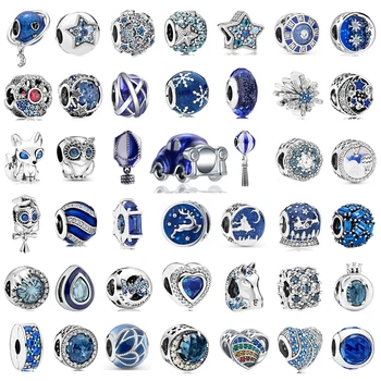 Nové Módne Kúzlo Pôvodného Modrá Teplovzdušný Balón Auto Zbierka Guľôčok Fit Pôvodné Pandora Dámy Náramok Príslušenstvo Šperky