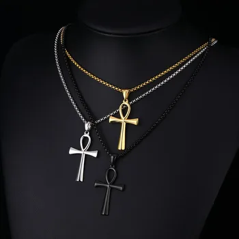 Horúce Vyznania Egyptský Kríž Ankh Náhrdelníky, Prívesky z Nehrdzavejúcej Ocele Symbol Života Kríž, Náhrdelníky Šperky, Darčeky 0