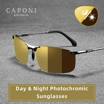 CAPONI Nočné Videnie Polarizované slnečné Okuliare Photochromic Slnečné Okuliare Pre Mužov Oculos Žltá Jazdy Okuliare gafas de sol BSYS3066