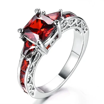 Huitan Luxusné Princezná Rez Cubic Zirconia Snubné Prstene Ženy Jednoduchý Elegantný Dizajn Výročie Darček Strany Ženské Módne Šperky 0