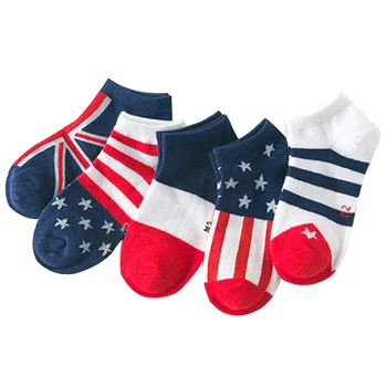 5 párov / veľa 2016 jar novú Vlajku vzor bavlna deti ponožky 3 - 11 rokov deti ponožky deti chlapci / dievčatá loď ponožky