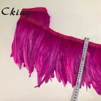 Skutočné Kohút Chvosty 20-25 cm hot pink Perie Orezávanie/Páse s nástrojmi Pre Remeslá Šaty, Sukne Karnevalové Kostýmy Oblaky svadobné dekorácie