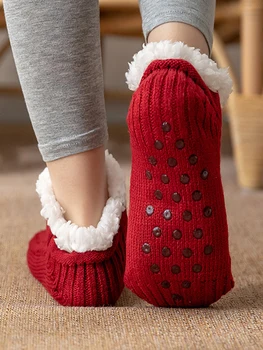 YSDNCHI Zimné Poschodí Domov Spálňa Papuče Zahustiť Cashmere 2022 Nové Teplé Vlnené Ponožky Ženy Muži Non-slip Nohy Snehu Žena