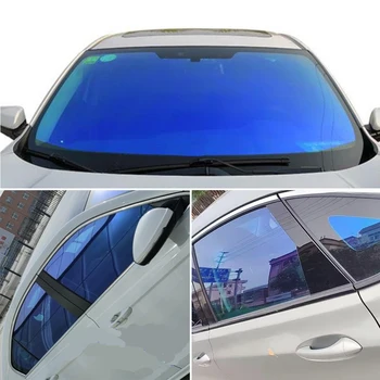 75x300cm Modrá Chameleon HVIEZDOKOPY 55% Auto Predné Zadné Okno Odtieň Solárne Tinging Film Nálepky čelné Sklo na Ochranu Farby Fólie