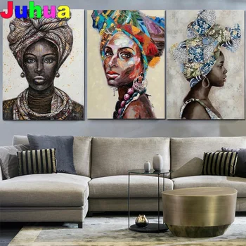 5D Diy Diamond Mozaiky Africkej Ženy Graffiti Art Diamond Maľby Plné Námestie Kolo Diamond Výšivky portrét domova