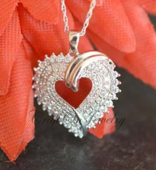 ANGLANG Luxusné Prívesok Srdce Náhrdelník Svadobné Svadobné Lesklé CZ Kameň Romantický Darček Elegantný Módny Náhrdelník Šperky pre Ženy 0