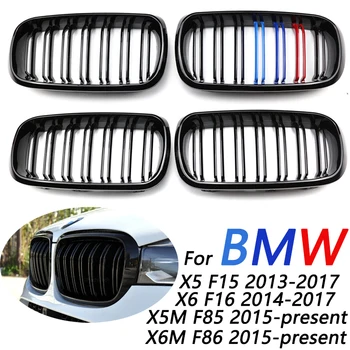 Predná Kapota Obličiek Mriežka Nárazníka Black Dual Gril vhodný Pre BMW F15 X5 F16 X6 2014-2017 X5M X6M Auto Príslušenstvo, Náhradné Časti
