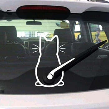 Cute Kitty Cat Auto Stierač Vinyl Umenie Nálepky Dekor Krásne Zviera Mačka Nástenné Art Obtlačok Na Auto Okno Loptop Dekorácie